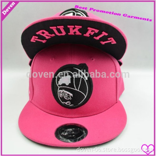 Hot sale pink flat embroidery 108*56 cotton flat cap